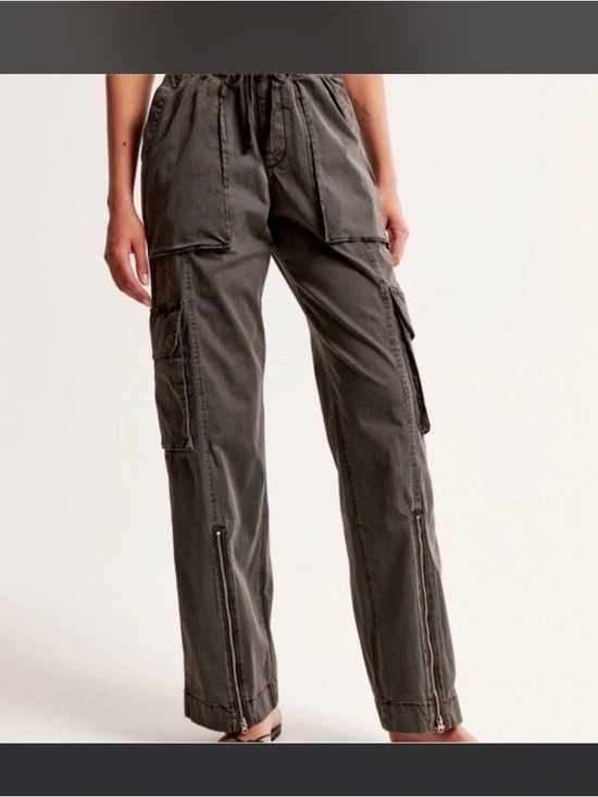 Abercrombie & Fitch Pants - Abercrombie & Fitch Baggy Garment Dyed High Rise Cargo Pants Gray Medium NEW NWT